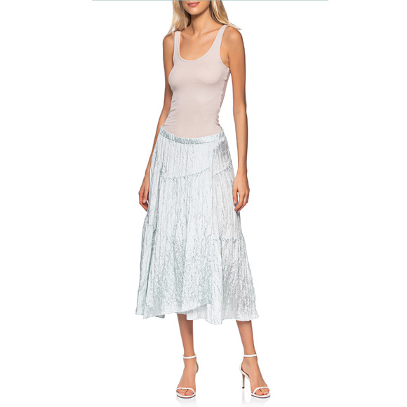 Vince Asymmetric Crinkle Mint Blue Midi Crinkle Skirt NWT Size Medium MSRP $325 - Picture 4 of 15